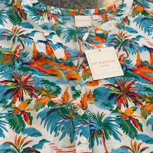 🦩🦩Zac & Rachel Vibrant tropical Print Ruffle sleeve Blouse plus size.